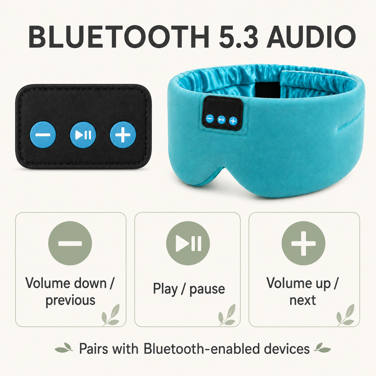 Wireless Music Eye Mask with HD Audio, Silk Fabric, Bluetooth & 12h Battery