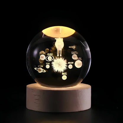 Celestial Glow Crystal Orb Night Lamp – Illuminate Your Universe