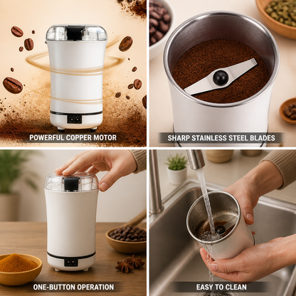 Effortless Stainless Steel Coffee & Spice Grinder with 100g Capacity