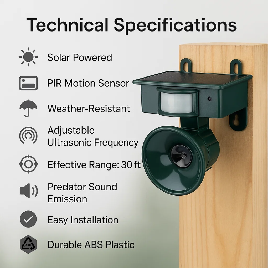 Smart Bird Repeller with Motion Detection and Solar Power