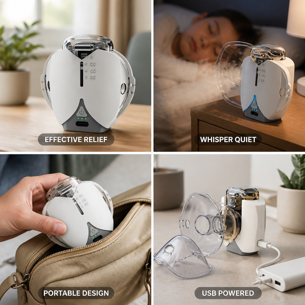 Whisper-Quiet Portable Nebulizer with Dual Masks