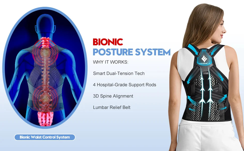 Adjustable Back Support Brace for Spine Alignment, Posture Correction & Pain Relief