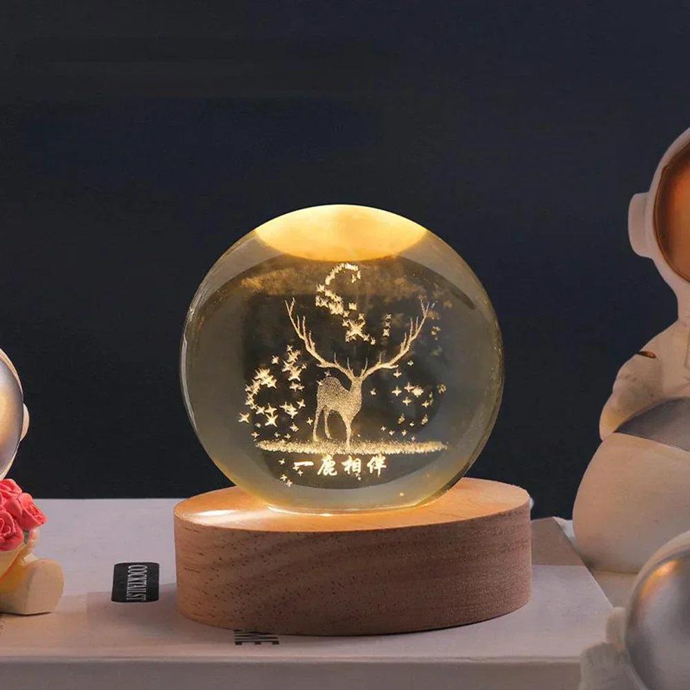 Celestial Glow Crystal Orb Night Lamp – Illuminate Your Universe