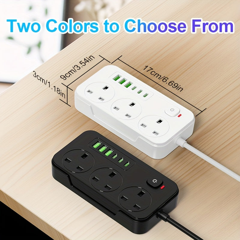 Smart Power Hub with 3 AC Outlets and 6 USB Ports