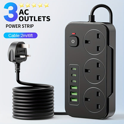 Smart Power Hub with 3 AC Outlets and 6 USB Ports