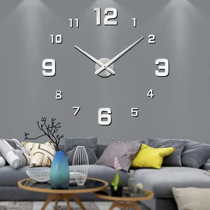 Sleek Silent Wall Clock with 3D Decorative Numbers