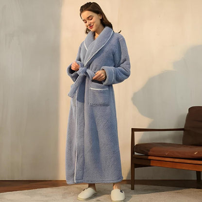Luxurious Fleece Lounge Robe with Adjustable Tie