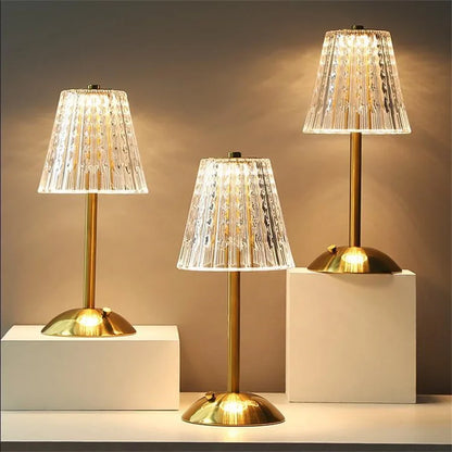 Lustrous Crystal Accent Lamp with Golden Base for Chic Spaces