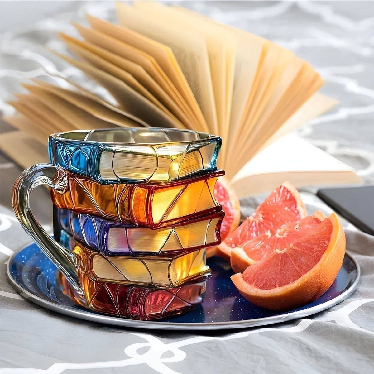 Artisan Mug with 3D Book Design | Ideal for Beverage Lovers