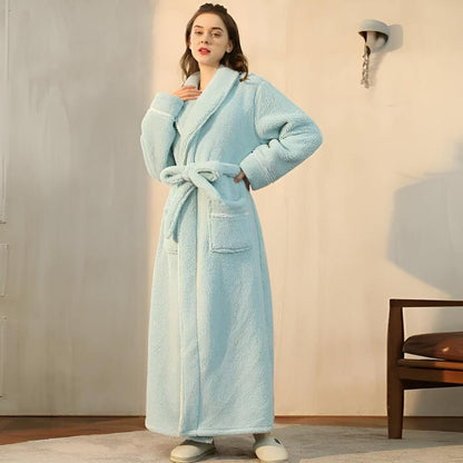 Luxurious Fleece Lounge Robe with Adjustable Tie