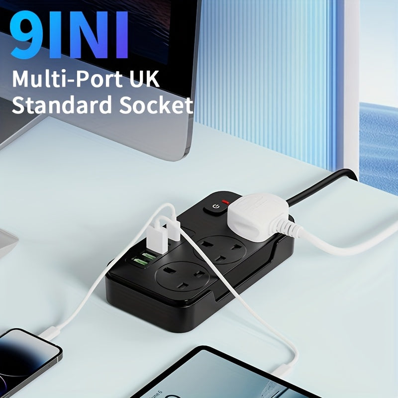 Smart Power Hub with 3 AC Outlets and 6 USB Ports