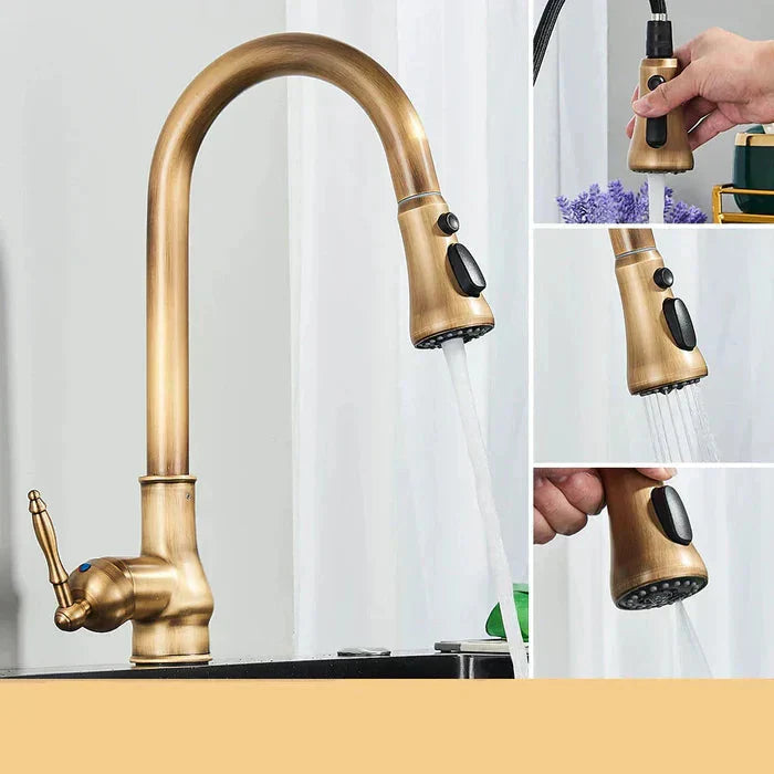 Classic Brass Kitchen Tap | Flexible Swivel Spout | Easy Control