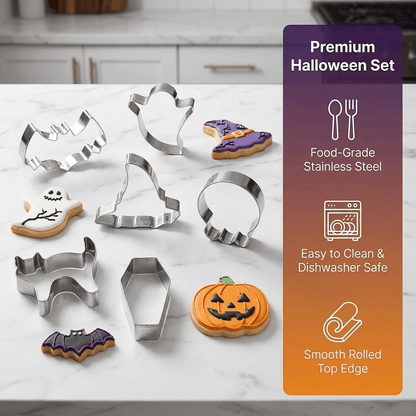 Spooktacular Stainless Steel Cookie Cutter Set – 7 Halloween Shapes
