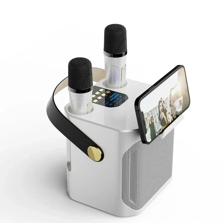 Portable Bluetooth Boombox with 360 Surround Sound for Karaoke