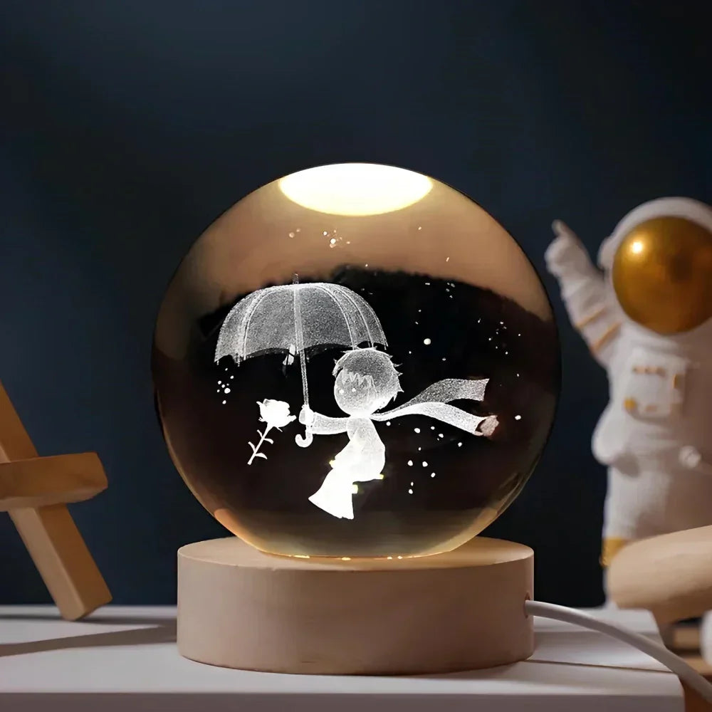 Celestial Glow Crystal Orb Night Lamp – Illuminate Your Universe