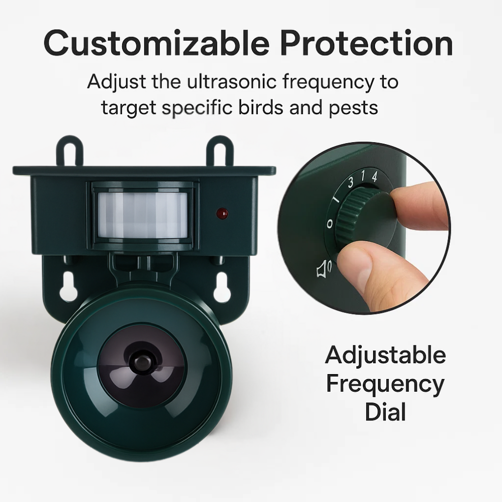 Outdoor Avian Repellent with Smart Motion Detection & Solar Power