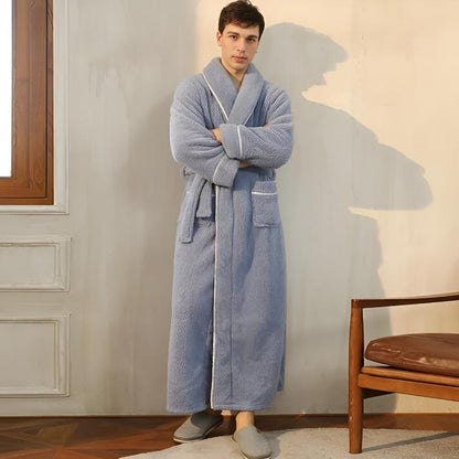 Luxurious Fleece Lounge Robe with Adjustable Tie