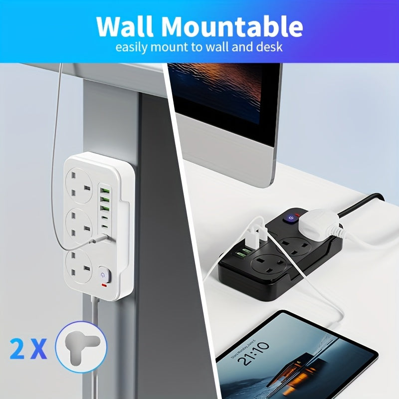 Smart Power Hub with 3 AC Outlets and 6 USB Ports