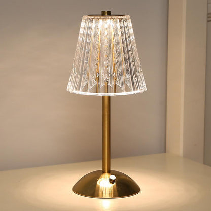 Lustrous Crystal Accent Lamp with Golden Base for Chic Spaces