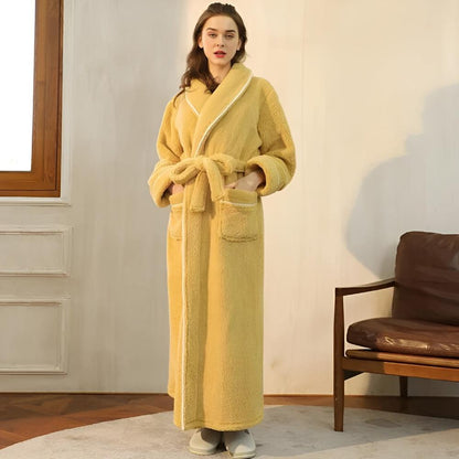 Luxurious Fleece Lounge Robe with Adjustable Tie