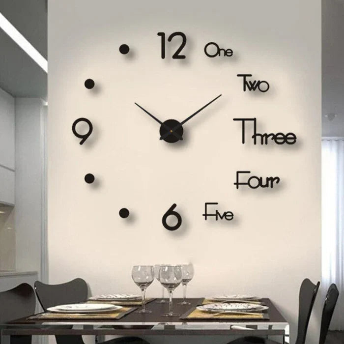 Sleek Silent Wall Clock with 3D Decorative Numbers