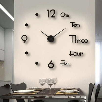 Sleek Silent Wall Clock with 3D Decorative Numbers