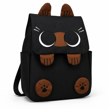 Spacious Cat-Themed Nylon Backpack – Easy to Clean & Stylish
