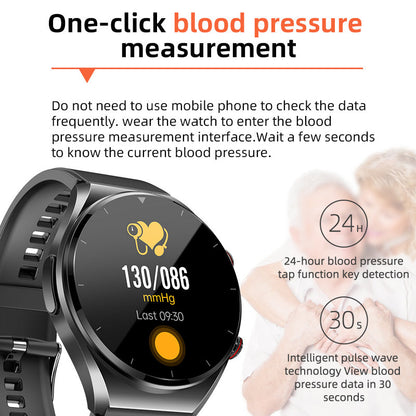 One-Tap Health Monitor Smartwatch for Blood Sugar, Glucose, ECG & Heart Rate
