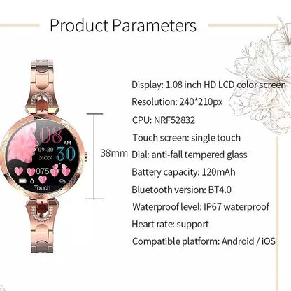AquaFit Women's Smartwatch – Waterproof Activity Tracker with Alerts
