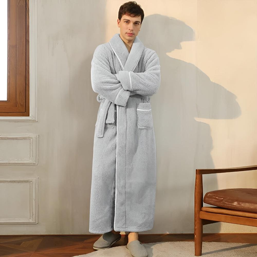 Luxurious Fleece Lounge Robe with Adjustable Tie