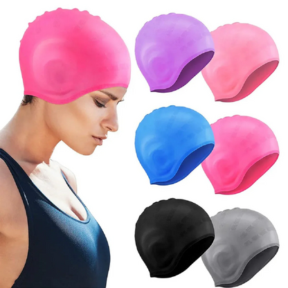 Shower Cap with Ear Covers – Waterproof Rubber Design