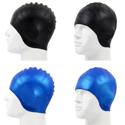 Shower Cap with Ear Covers – Waterproof Rubber Design