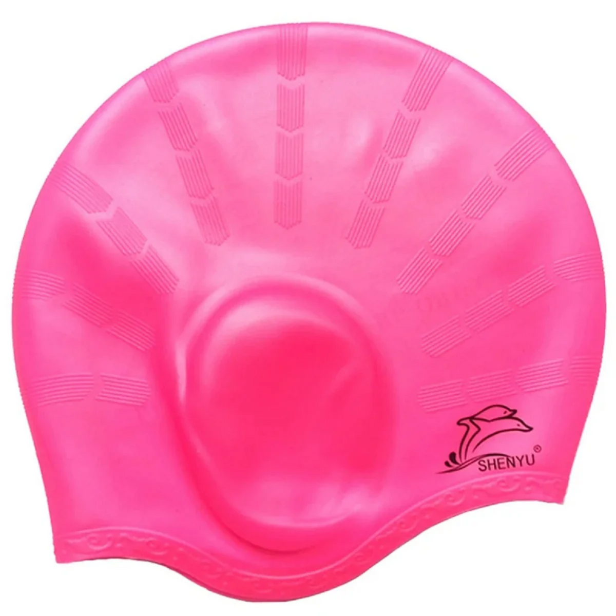 Shower Cap with Ear Covers – Waterproof Rubber Design
