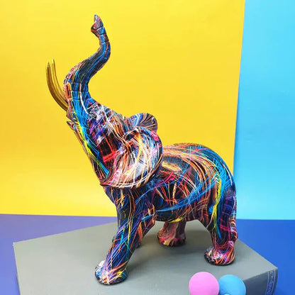 Vibrant Elephant Sculpture with Unique Bold Design