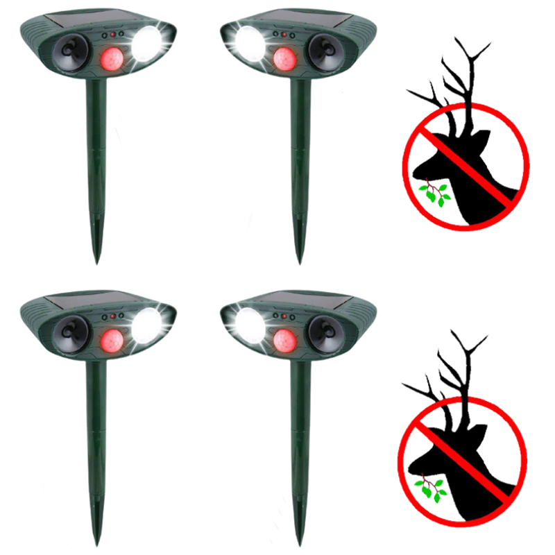 Solar-Powered Motion Sensor Deer Repellent - 4 Pack