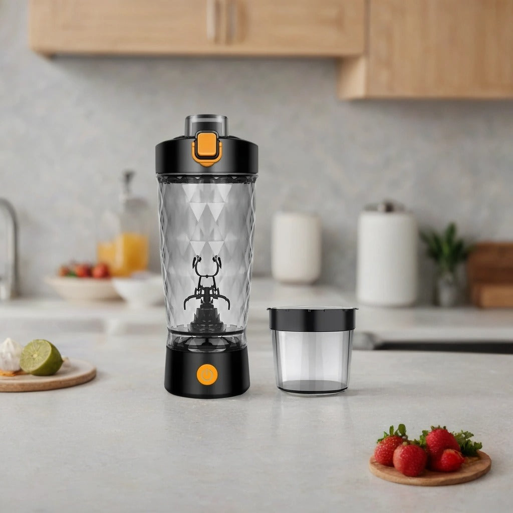 Self-Cleaning Electric Shaker Bottle with Built-in Powder Storage, USB-C