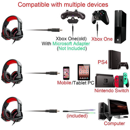 Versatile Gaming Headphones with LED Indicator and Volume Control