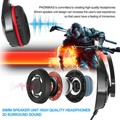 Versatile Gaming Headphones with LED Indicator and Volume Control