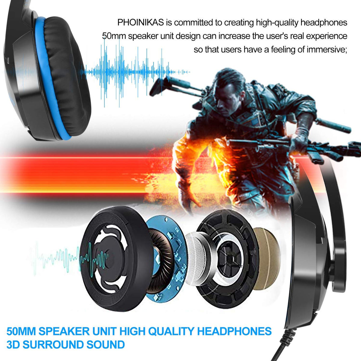 Versatile Gaming Headphones with LED Indicator and Volume Control