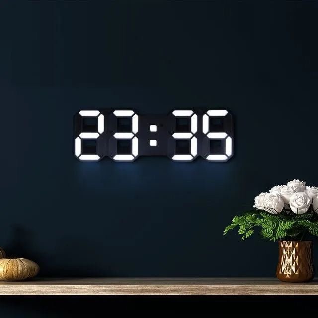 Digital 3D LED Wall Clock – Contemporary Design with Dimming Feature and Clear Visibility