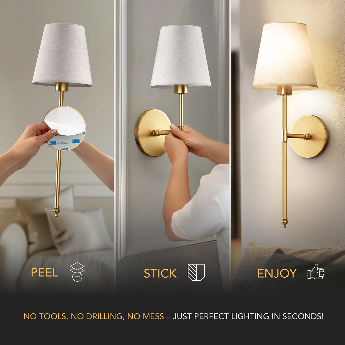 Sleek Wireless Wall Lights for Effortless Ambiance