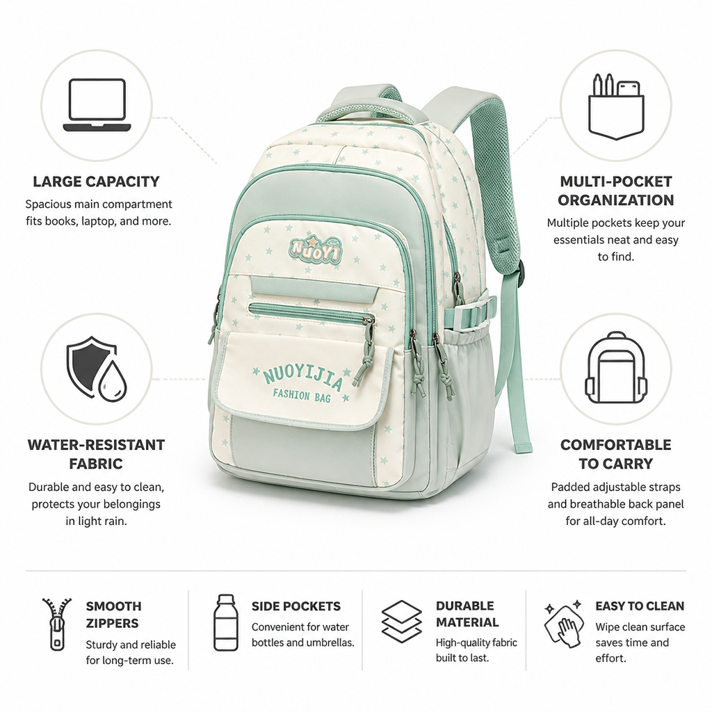 Spacious Waterproof Backpack for Students with Comfort Straps