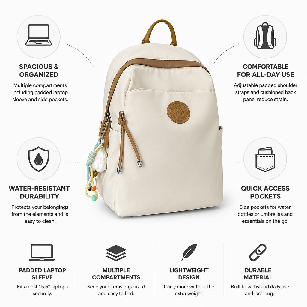 Versatile Water-Resistant Laptop Backpack for Students