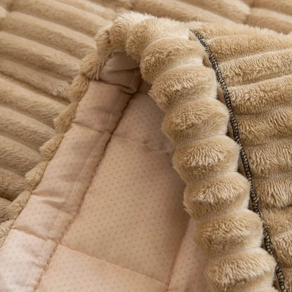 Elegant Plush Sofa Cover with Pleated Edges
