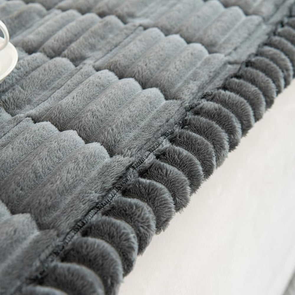 Elegant Plush Sofa Cover with Pleated Edges