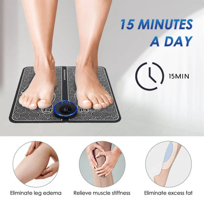 Rechargeable Foot and Leg Stimulator Mat with Remote – 8 Modes, 19 Intensities