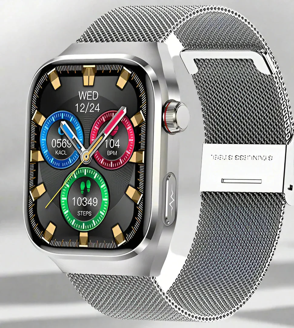 Health Smartwatch with Blood Sugar, Uric Acid, ECG+PPG, and Bluetooth Call