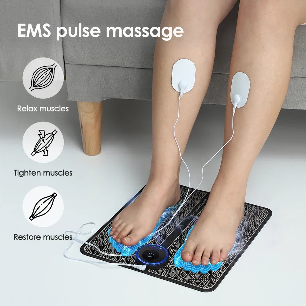 Rechargeable Foot and Leg Stimulator Mat with Remote – 8 Modes, 19 Intensities