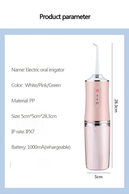 Portable Water Flosser with Four Replaceable Tips for Travel
