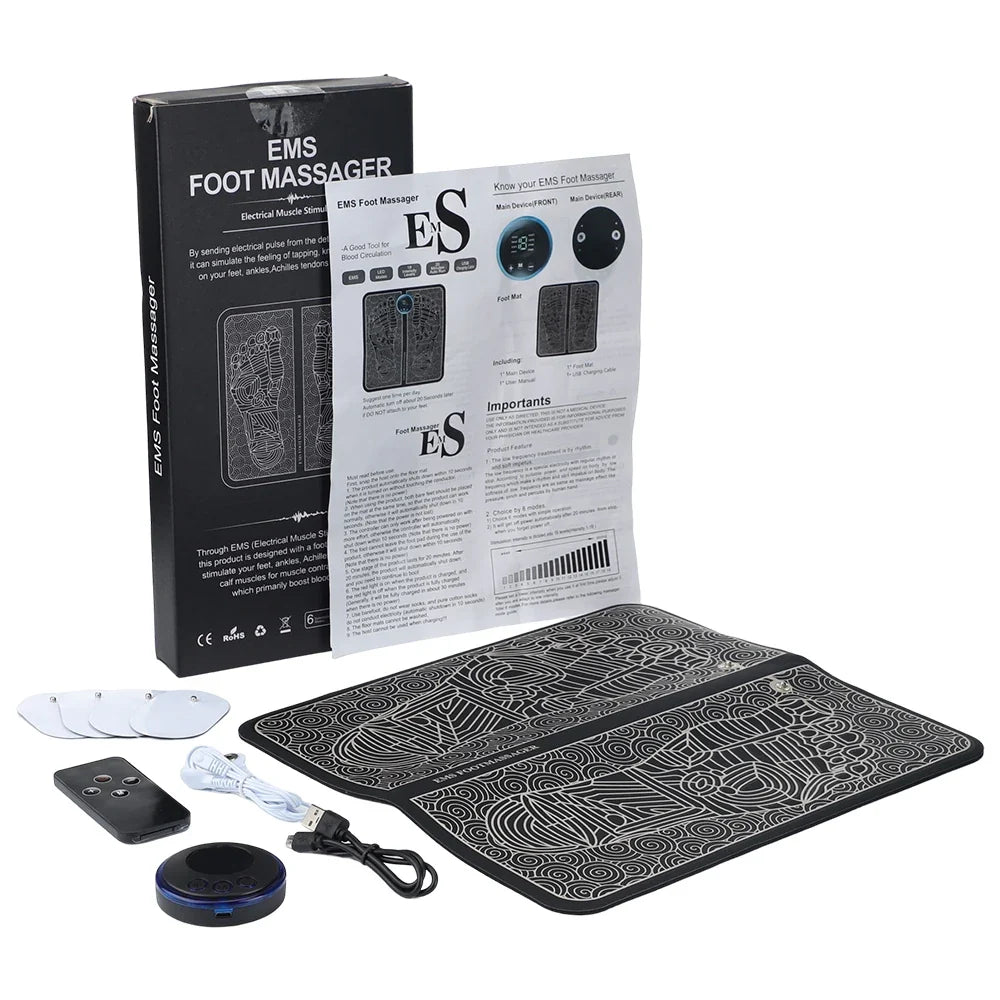 Rechargeable Foot and Leg Stimulator Mat with Remote – 8 Modes, 19 Intensities